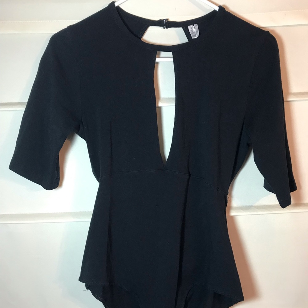 Black backless leotard